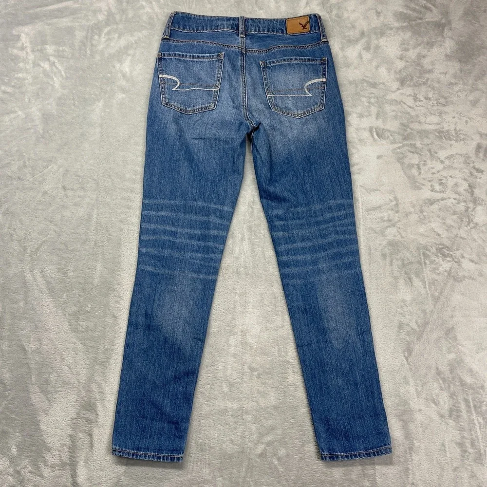 American‎ Eagle Jeans Womens 00 (29x29) Blue Denim Tomgirl Distressed Grunge Y2K